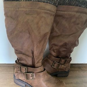Brown Slouch Knee Boots